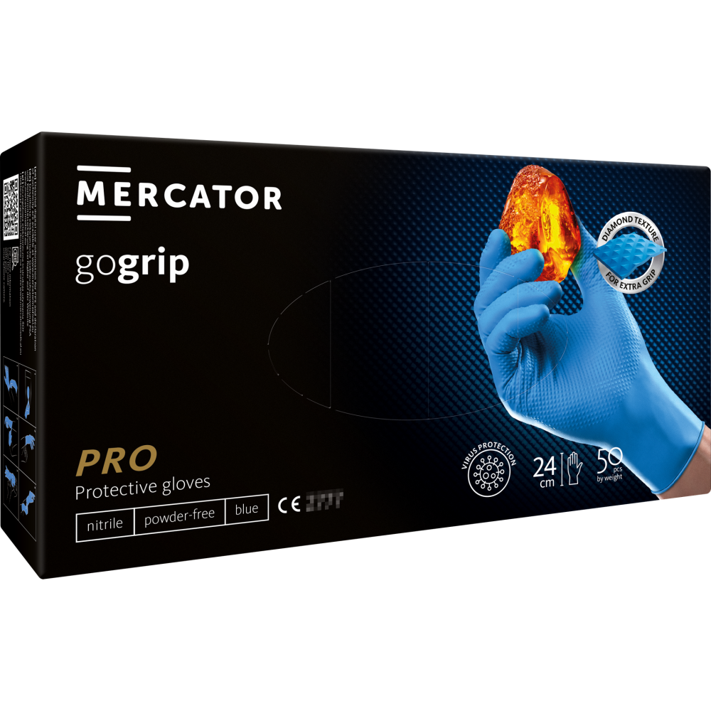 MERCATOR gogrip-pro Premium Nitril-Einweghandschuhe CE2777 M Blau