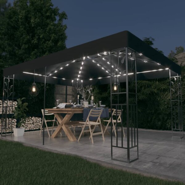 Pavillon mit Doppeldach & LED-Lichterkette 3x4 m...
