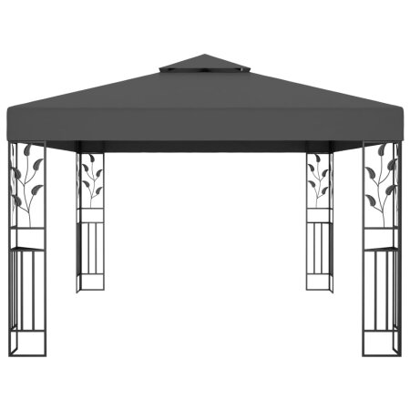 Pavillon mit Doppeldach & LED-Lichterkette 3x4 m Anthrazit