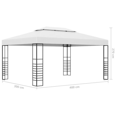 Pavillon mit LED-Lichterkette 4x3x2,7 m Weiß
