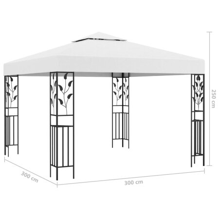 Pavillon mit LED-Lichterkette 3x3 m Weiß