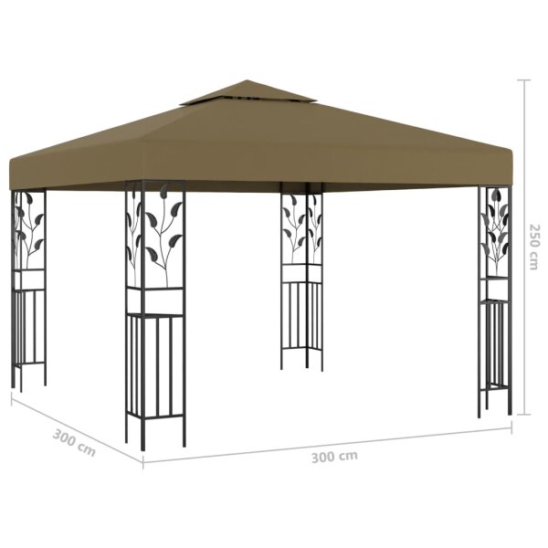 Pavillon mit LED-Lichterkette 3x3 m Taupe