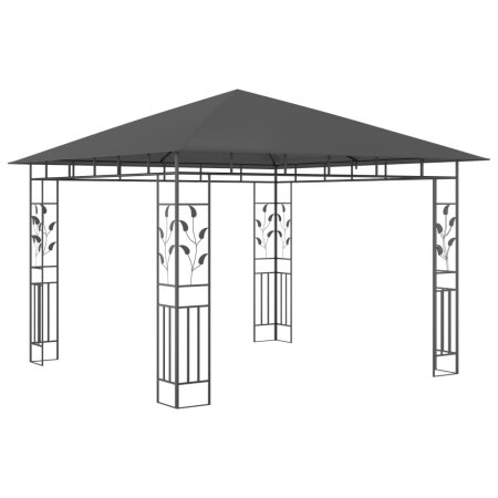 Pavillon mit Moskitonetz & LED-Lichterkette 3x3x2,73m Anthrazit