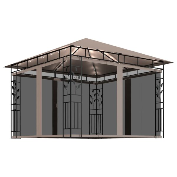 Pavillon mit Moskitonetz & LED-Lichterkette 3x3x2,73...