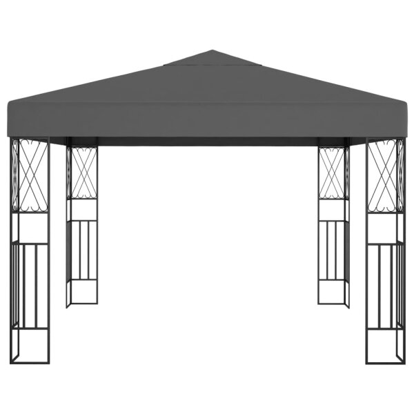 Pavillon mit LED-Lichterkette 3x3 m Anthrazit Stoff