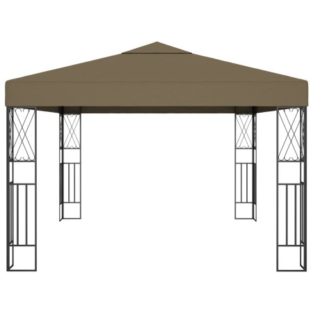 Pavillon mit LED-Lichterkette 3x4 m Taupe Stoff