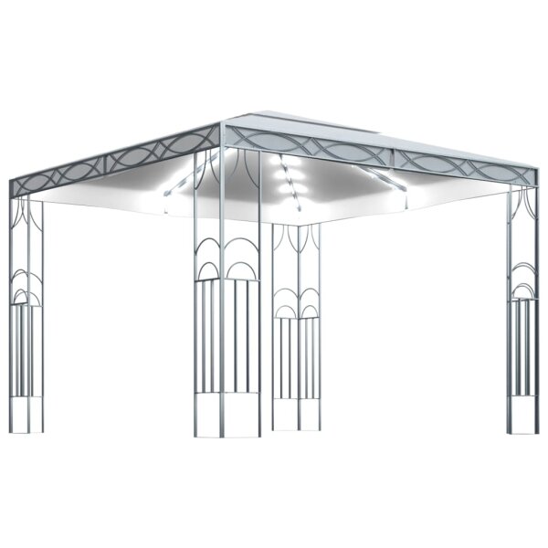Pavillon mit LED-Lichterkette 300x300 cm Cremeweiß