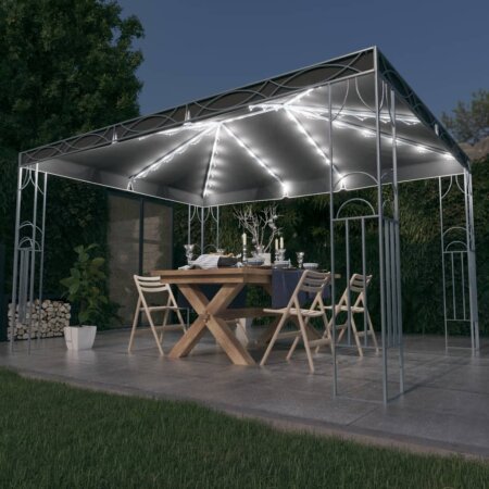 Pavillon mit LED-Lichterkette 400x300 cm Anthrazit