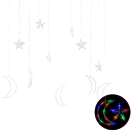 Lichterketten Stern und Mond Fernbedienung 138 LED Bunt