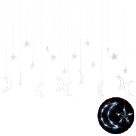 Lichterketten Stern und Mond Fernbedienung 345 LED Kaltweiß